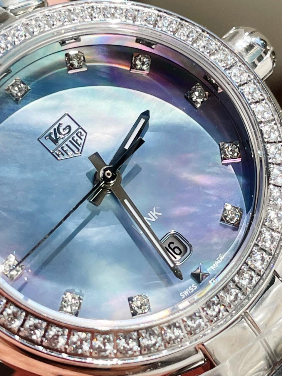 TAG LADIES BLUE DIAL DIAMOND BEZEL RONDA QUARTZ MOVEMENT SS STEEL STRAP - Image 6