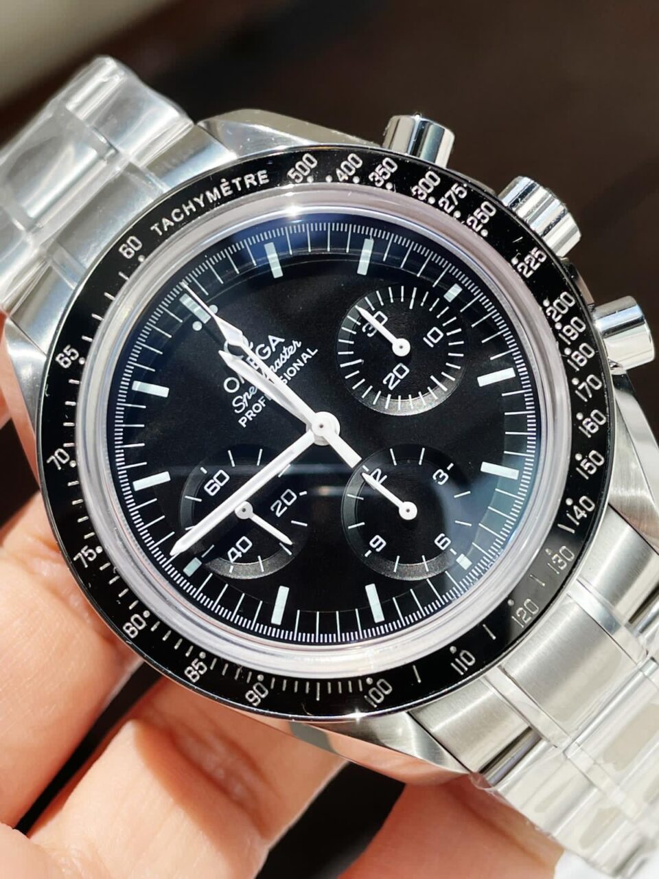 Speedmaster MoonWatch SS Sapphire Crystal Black Dial on SS Bracelet Manual Winding Chrono Movement - Image 3