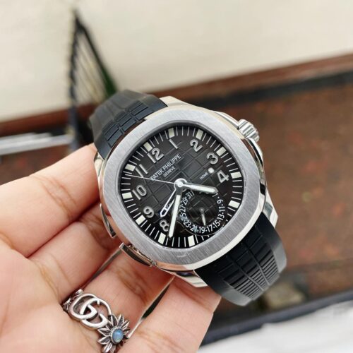 AQUANAUT 5164A SS GRF BEST EDITION BLACK DIAL ON BLACK RUBBER STRAP A324 V2