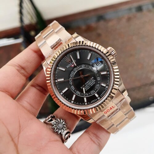 Sky-Dweller 326934 SS Noob 1:1 Best Edition Black Dial on RG SS Bracelet A23J
