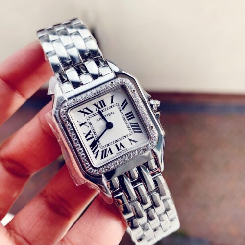 Panthère Secrete Ladies SS GF 1:1 Best Edition White Dial Diamonds Bezel on SS Bracelet Swiss Ronda Quartz