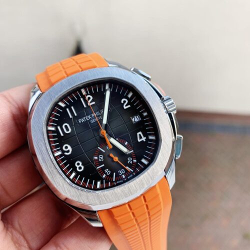 Aquanaut 5168G 42mm SS ZF 1:1 Best Edition Black Dial on Orange Rubber Strap