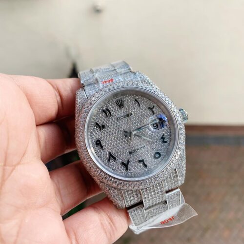 OYSTER PERPETUAL 41mm 904L SS MOISSANITE DIAMONDS BRACELET AND DIAL A2824 iced out