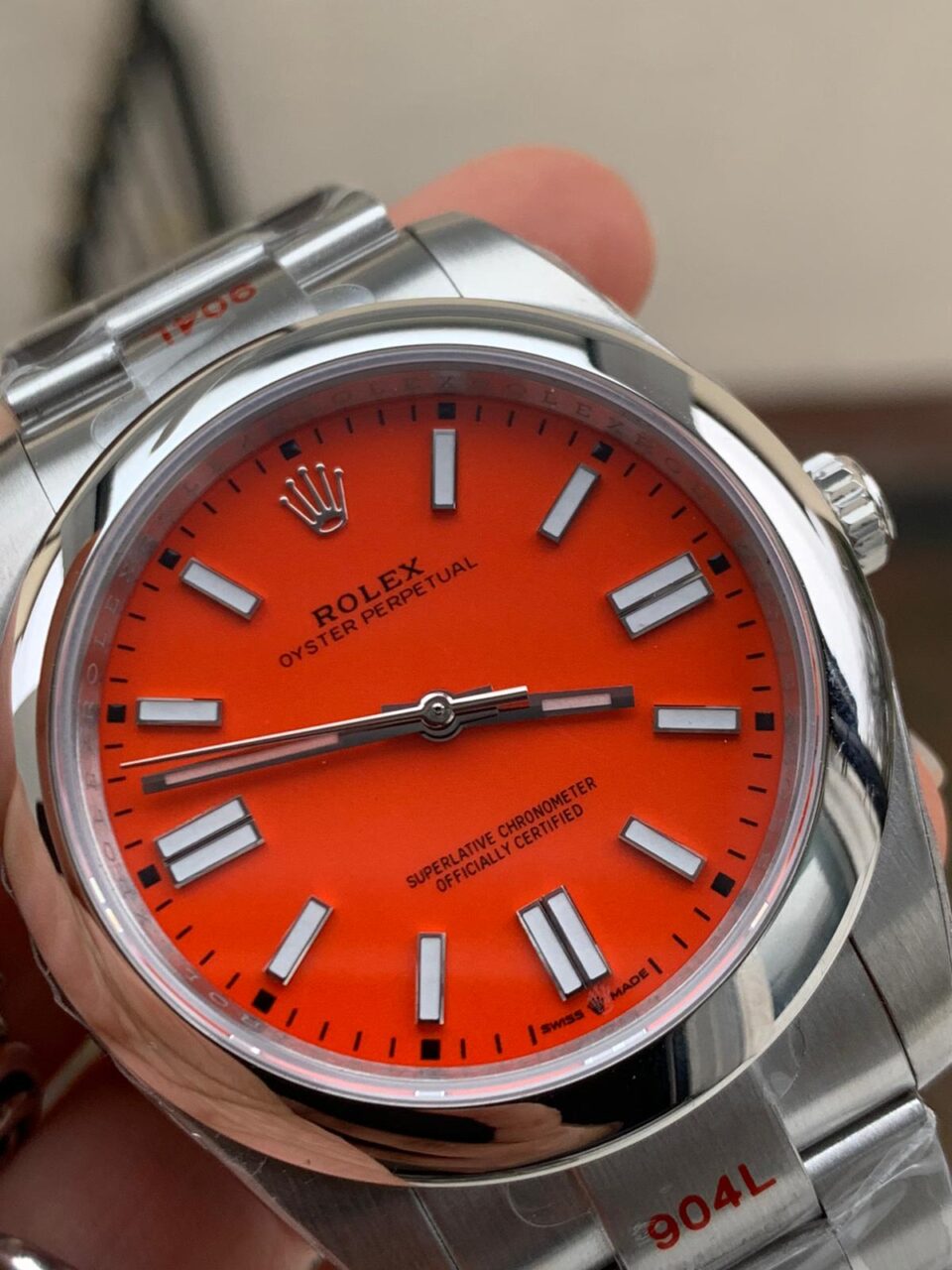 OYSTER PERPETUAL EW FACTORY CORAL RED DIAL 41MM Asian 3230 automatic movement - Image 2
