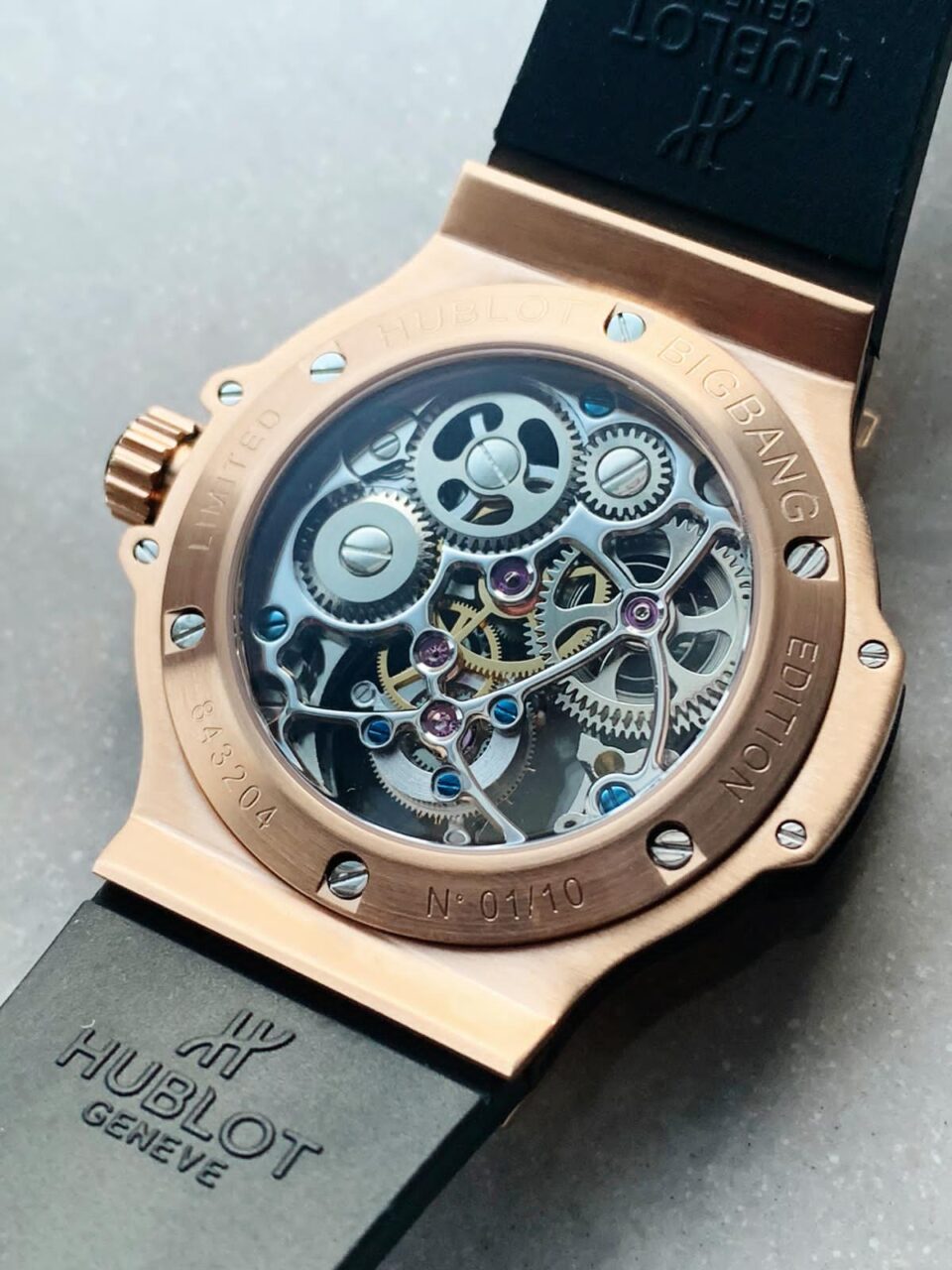 Big Bang Tourbillon Automatic ICED OUT 18K GOLD PLATED Textured Dial on Black Rubber Strap - Image 10