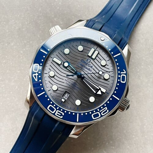 2018 Seamaster Diver 300M VSF 1:1 Best Edition Blue Ceramic Grey Dial on blue rubber strap Strap A8800