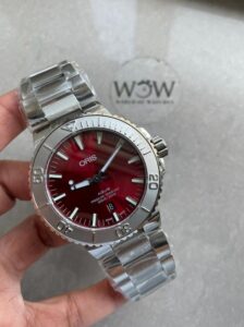 Oris aquis 42.5mm SS strap SS bezel Red dial SW200 movement
