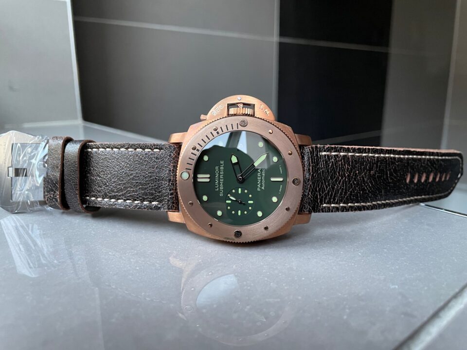 PAM382 N Bronzo VSF 1:1 Best Edition on Green dial on Brown Distressed Calfskin Strap P.9000 - Image 5