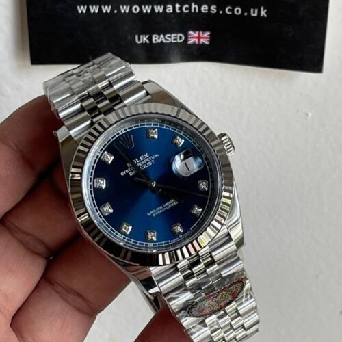 Datejust 41mm 126334 904L SS Fluted Bezel Blue Dial on SS Jubilee Bracelet Clean VR3235