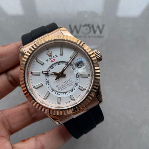 Skydweller SS/RG twf best edition white dial on rubber bracelet A23J