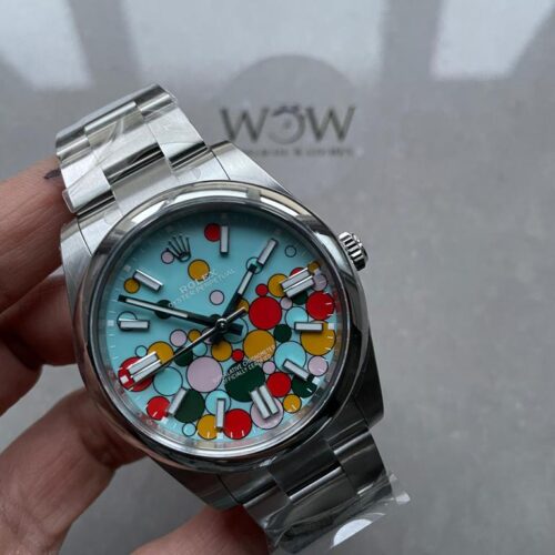 Oyster Perpetual 41mm 124300 celebration 904L SS Bubbles Dial on SS Oyster Bracelet Clean VR3230