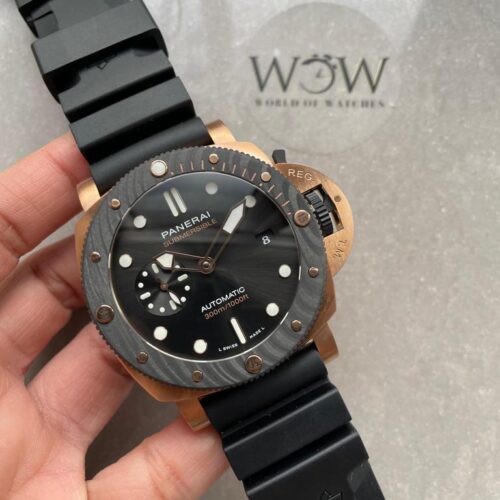 Submersible QuarantaQuattro GoldTech PAM01070 44mm YG Black Dial on Rubber Strap VSF P900