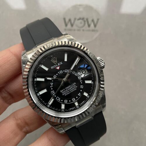 Sky-Dweller 326934 904L SS Noob 1:1 Best Edition Black Dial on Black Rubber Strap Asian 23J to 9001