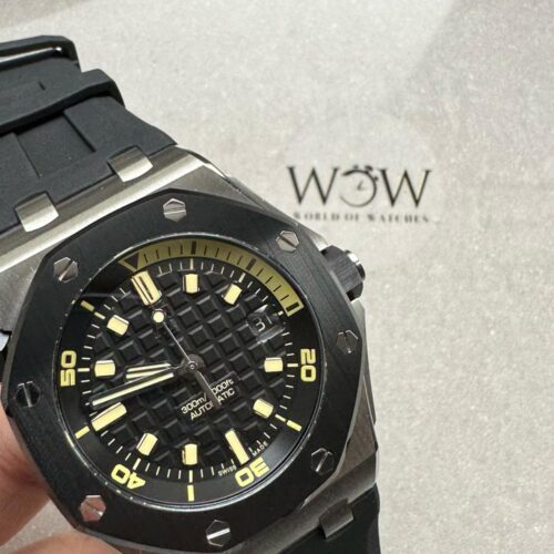 ZF Royal Oak Offshore Diver 15720 SS Black Dial on Rubber Strap A4308