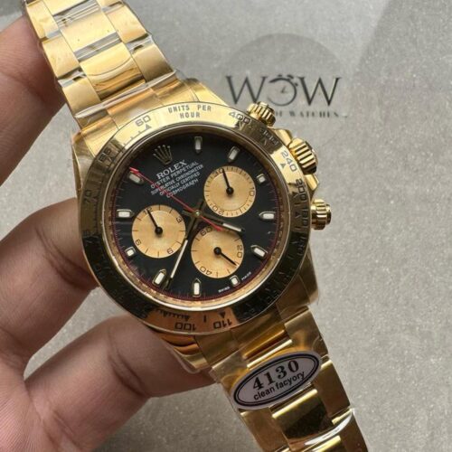 Clean Daytona 116508 904L YG Black Dial on YG Bracelet A4130