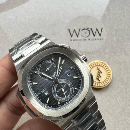 PPF Nautilus Chronograph Travel 5990 SS Grey Dial Stick on SS Bracelet A28-520