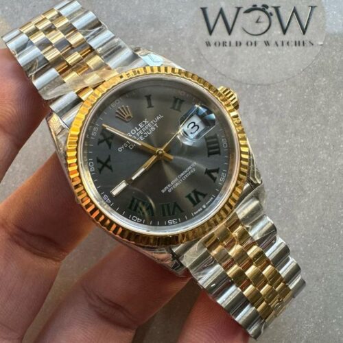 VSF datejust 36mm Wimbledon gold 1:1 Best Edition 904L Wimbledon Steel Gray Dial Green Roman on SS/YG Jubilee Bracelet VR3235VSF