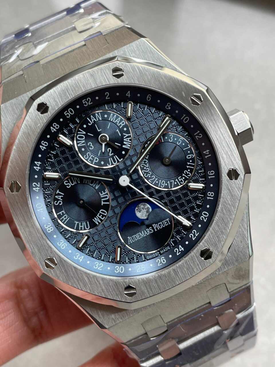Royal Oak 41mm Perpetual Calendar 26574 SS APSF1:1 Best Edition Blue Dial on SS Bracelet A5134 - Image 5
