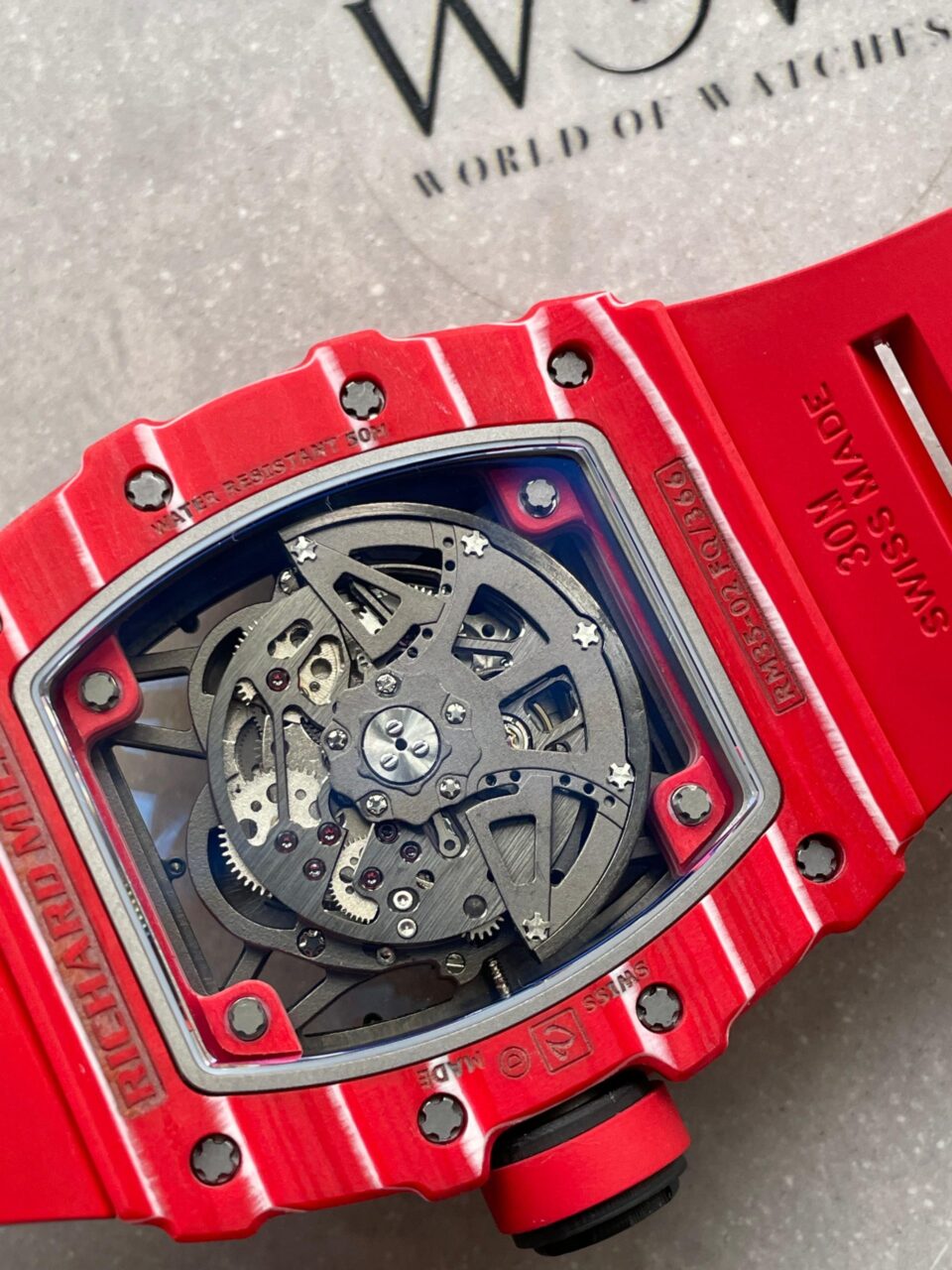 RM035-02 Red Carbon ZF 1:1 Best Edition Skeleton Dial on Red Rubber Strap NH05A V5 - Image 13
