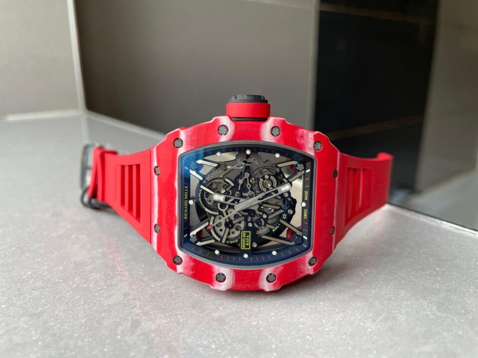 RM035-02 Red Carbon ZF 1:1 Best Edition Skeleton Dial on Red Rubber Strap NH05A V5 - Image 8