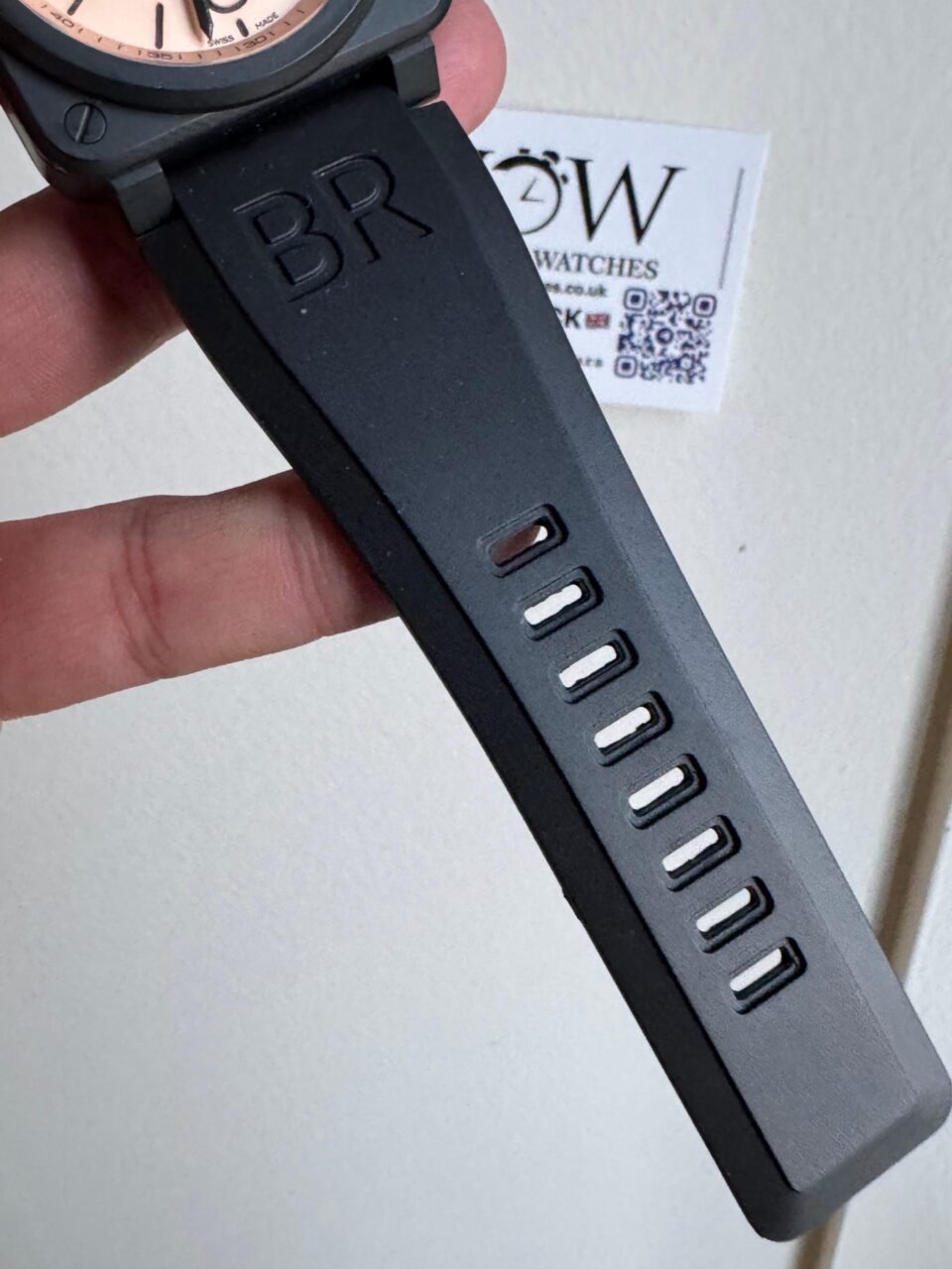 BR03-94 Chronograph 42mm Black bezel BRF Salmon Dial on Rubber strap Strap A2824 - Image 8