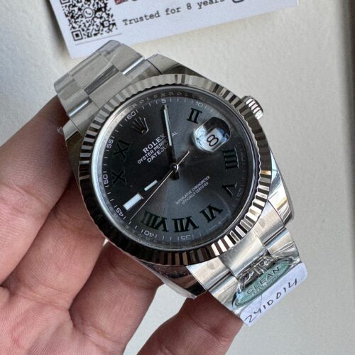 Datejust 41mm 126334 “Wimbledon” 904L SS Fluted Bezel Slate Dial on SS Oyster Bracelet Clean VR3235