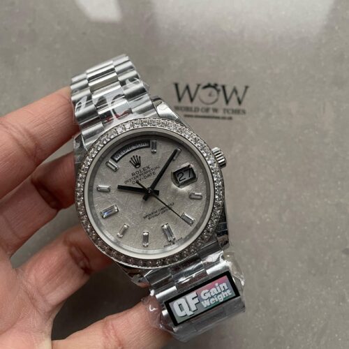 Day-Date 40mm 228349 SS Diam Bezel Meteorite Dial Diam on SS President Bracelet GSF A2836 Mod