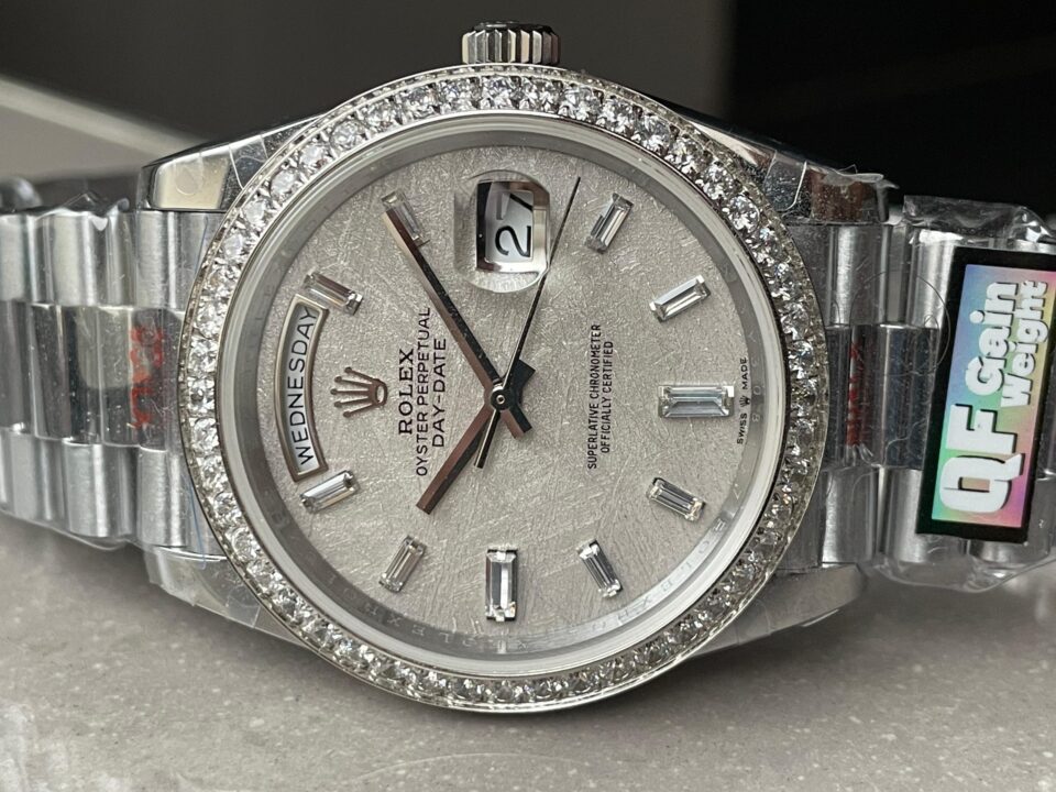 Day-Date 40mm 228349 SS Diam Bezel Meteorite Dial Diam on SS President Bracelet GSF A2836 Mod - Image 5