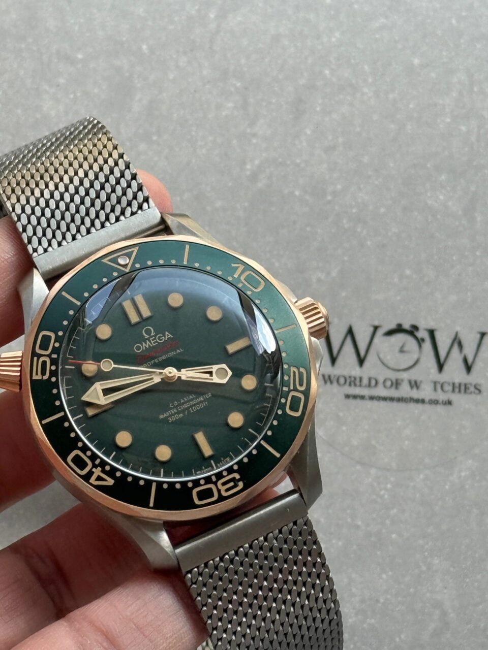 Seamaster 300M Diver Titanium/Bronze VSF 1:1 Best Edition Green Dial on Titanium Mesh Bracelet A8806 - Image 6