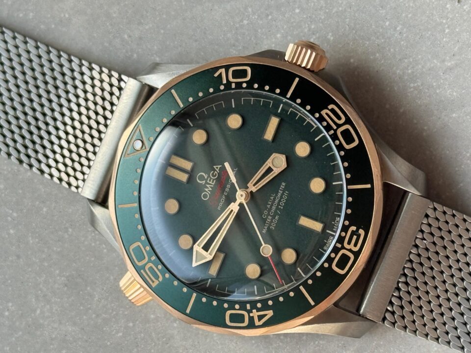 Seamaster 300M Diver Titanium/Bronze VSF 1:1 Best Edition Green Dial on Titanium Mesh Bracelet A8806 - Image 5