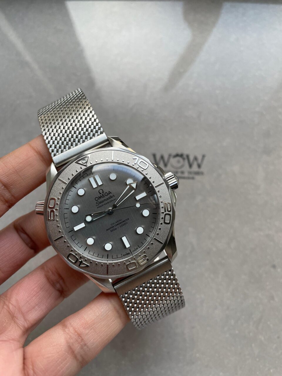Seamaster 300M 42mm Titanium Bezel SS VSF Best Edition Gray Dial On SS Mesh Bracelet A8806 - Image 3