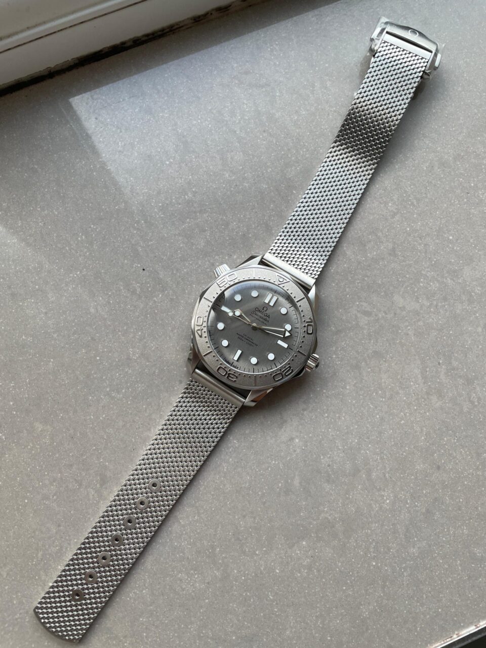 Seamaster 300M 42mm Titanium Bezel SS VSF Best Edition Gray Dial On SS Mesh Bracelet A8806 - Image 10