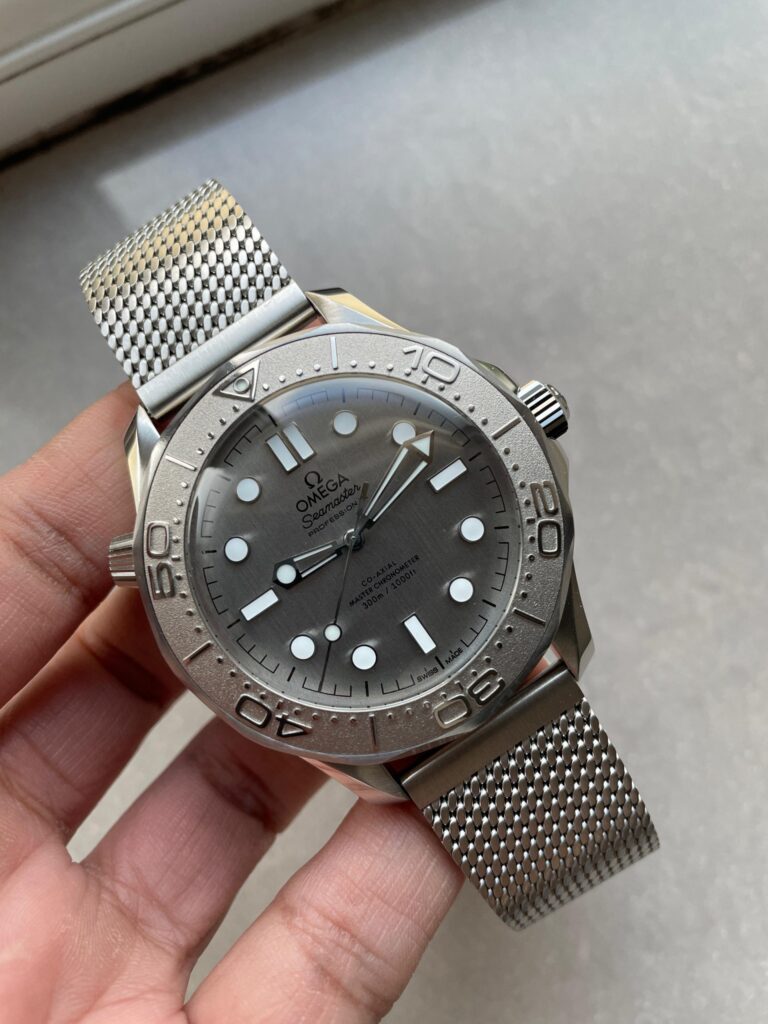 Seamaster 300M 42mm Titanium Bezel SS VSF Best Edition Gray Dial On SS Mesh Bracelet A8806