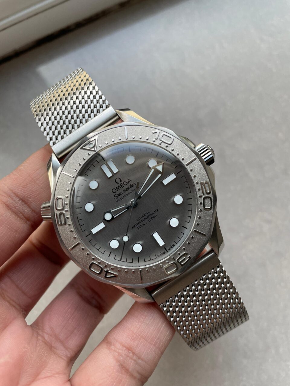 Seamaster 300M 42mm Titanium Bezel SS VSF Best Edition Gray Dial On SS Mesh Bracelet A8806
