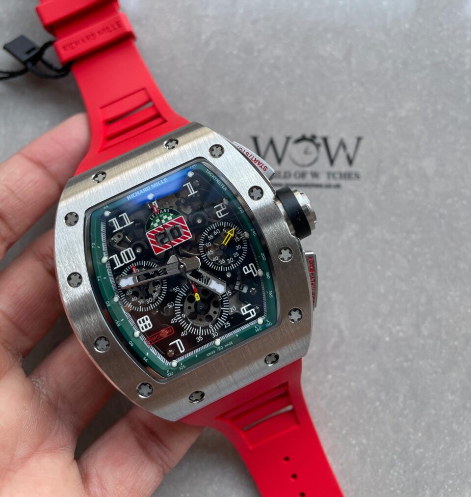 RM11-03 SS KU+F 1:1 Best Edition Crystal Skeleton Dial on Red Rubber Strap A7750 - Image 2