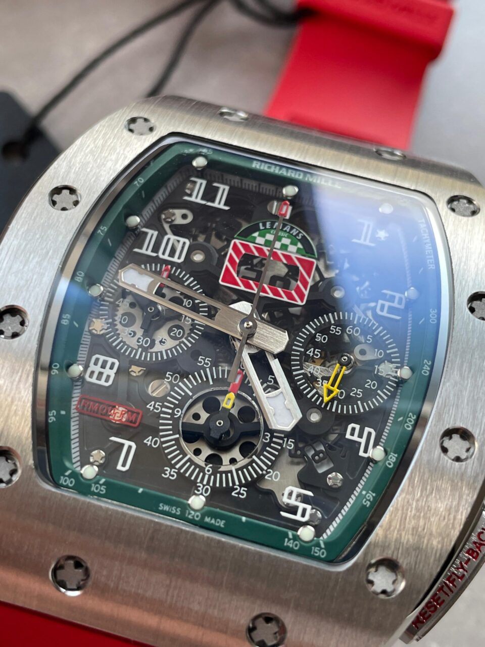 RM11-03 SS KU+F 1:1 Best Edition Crystal Skeleton Dial on Red Rubber Strap A7750 - Image 12