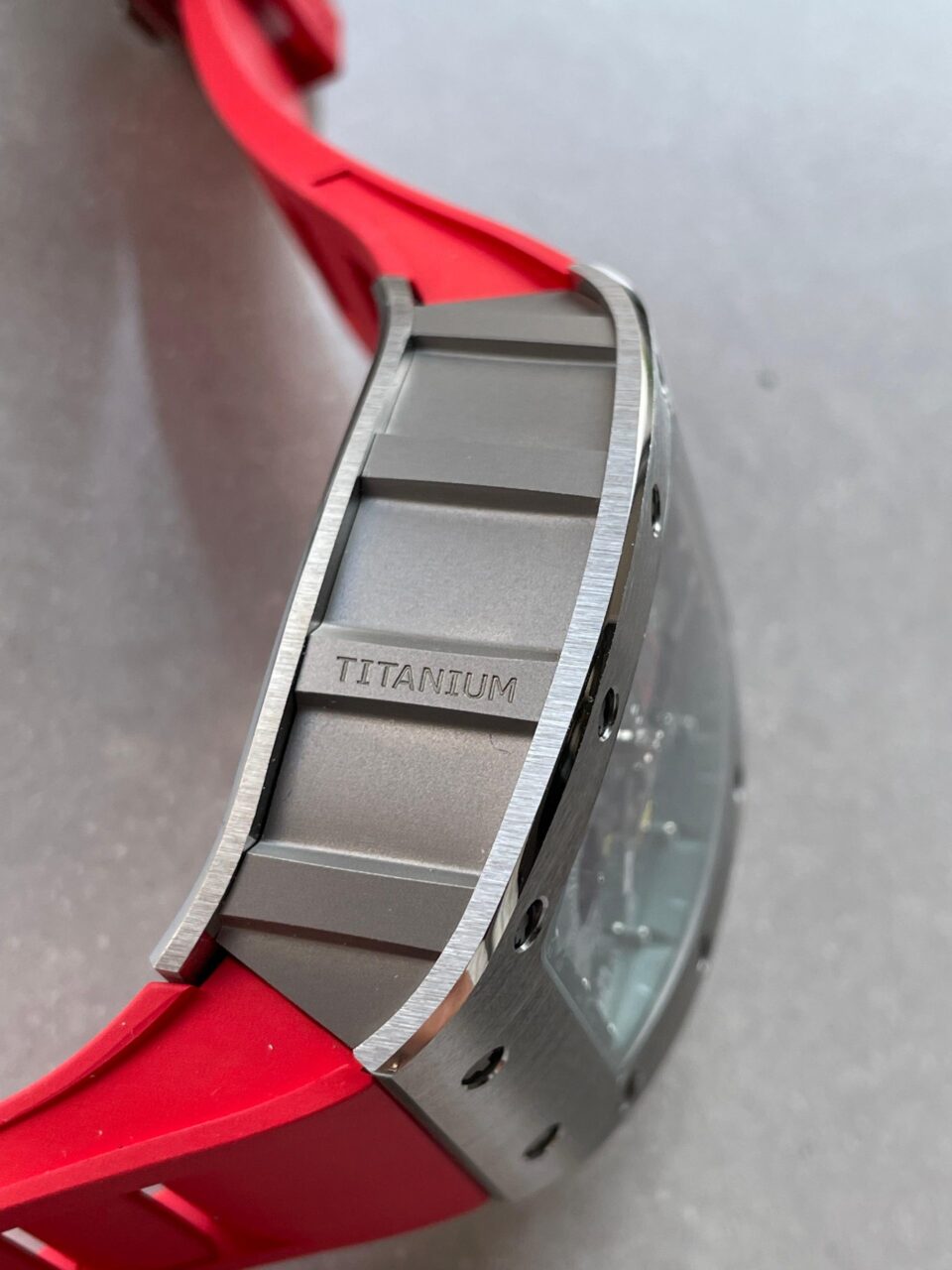RM11-03 SS KU+F 1:1 Best Edition Crystal Skeleton Dial on Red Rubber Strap A7750 - Image 10