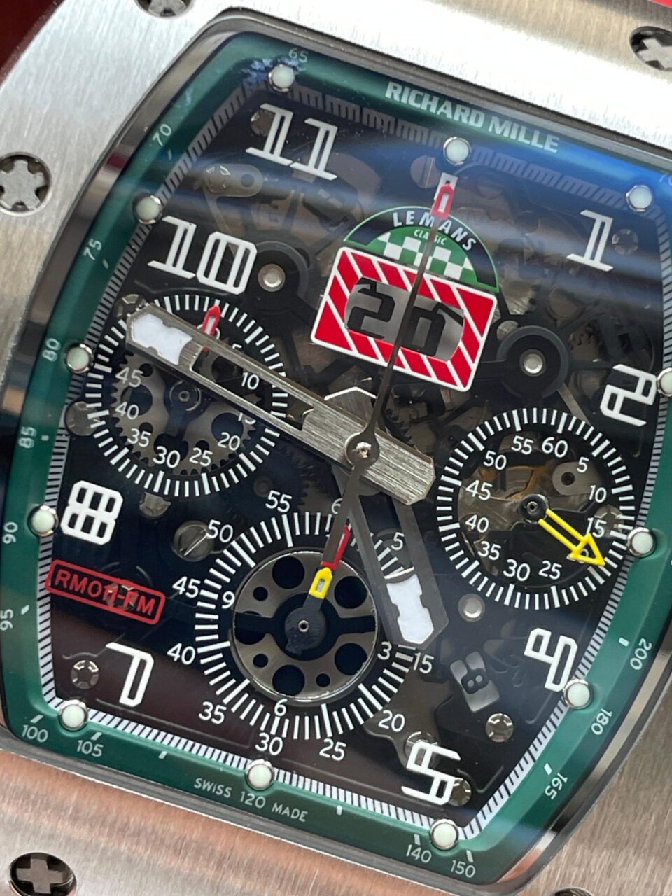 RM11-03 SS KU+F 1:1 Best Edition Crystal Skeleton Dial on Red Rubber Strap A7750 - Image 15