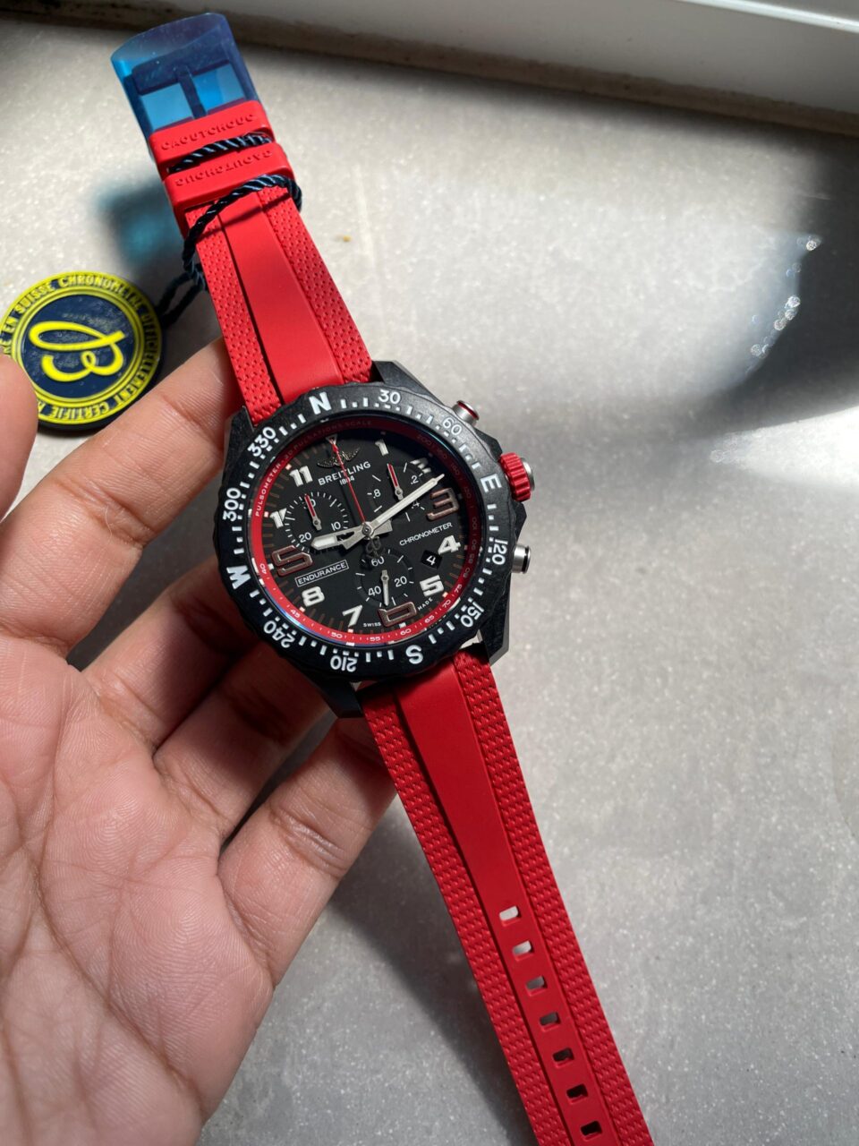 Endurance pro OGF 44mm Black dial Red Rubber Strap quartz movement - Image 2