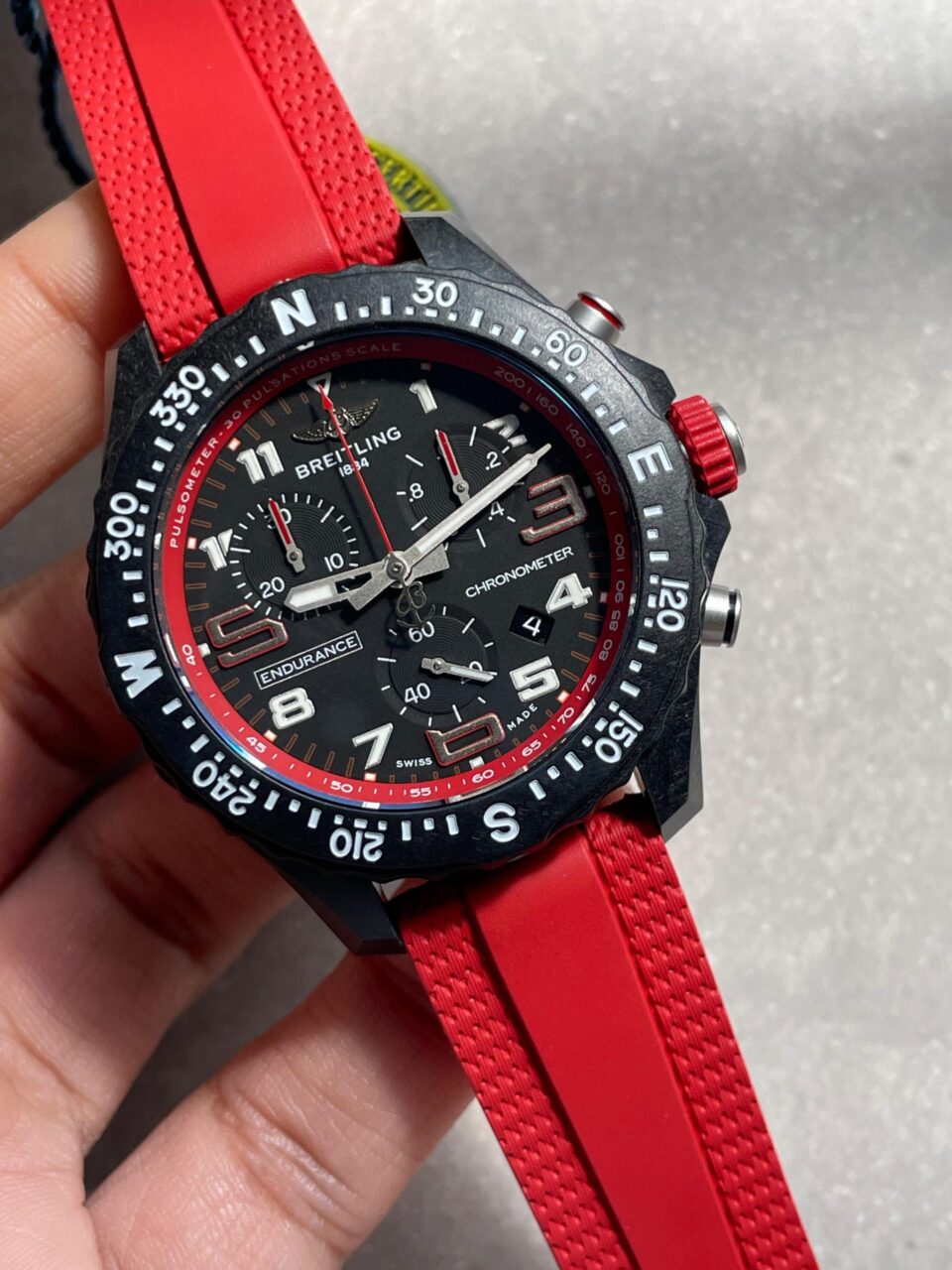 Endurance pro OGF 44mm Black dial Red Rubber Strap quartz movement