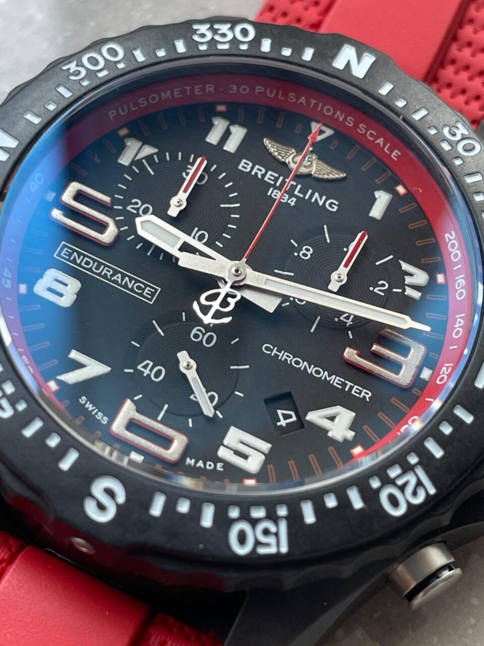Endurance pro OGF 44mm Black dial Red Rubber Strap quartz movement - Image 9