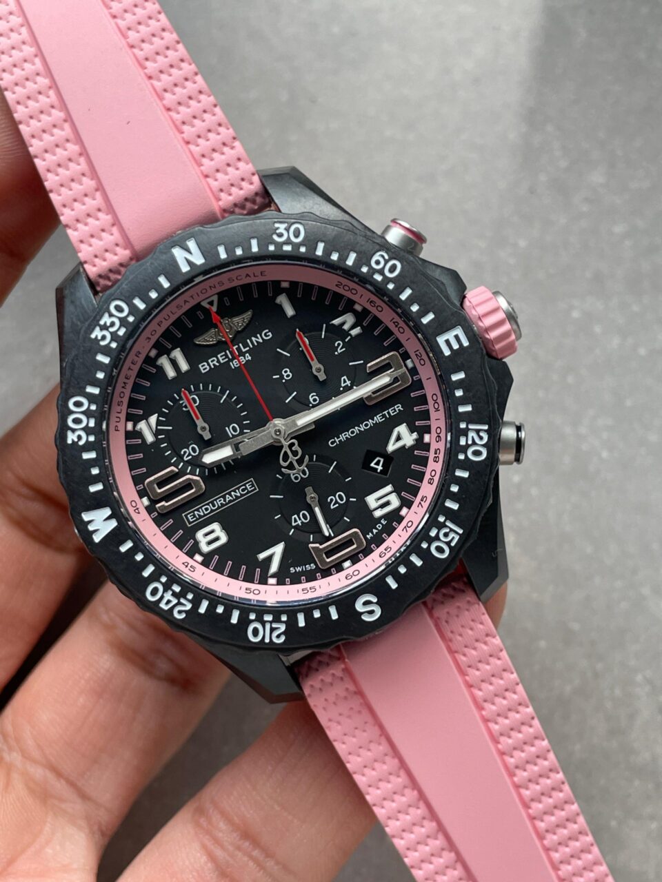 Endurance pro OGF 44mm Black dial Pink Rubber Strap quartz movement - Image 3