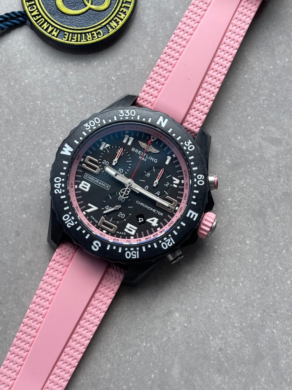 Endurance pro OGF 44mm Black dial Pink Rubber Strap quartz movement - Image 2