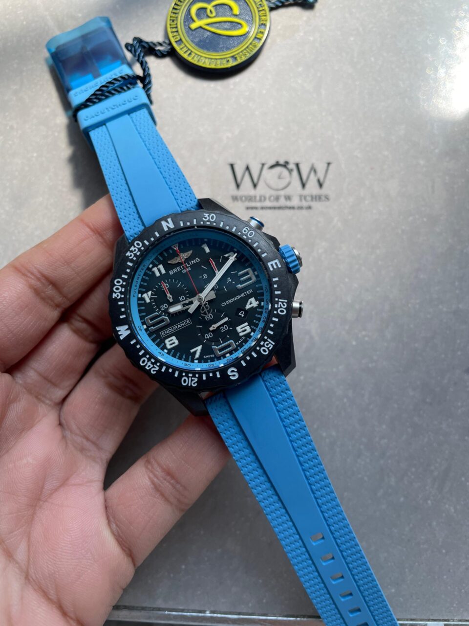 Endurance pro OGF 44mm Black dial Light Blue Rubber Strap quartz movement - Image 2