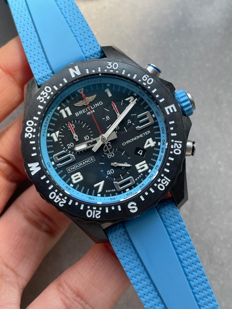 Endurance pro OGF 44mm Black dial Light Blue Rubber Strap quartz movement - Image 6