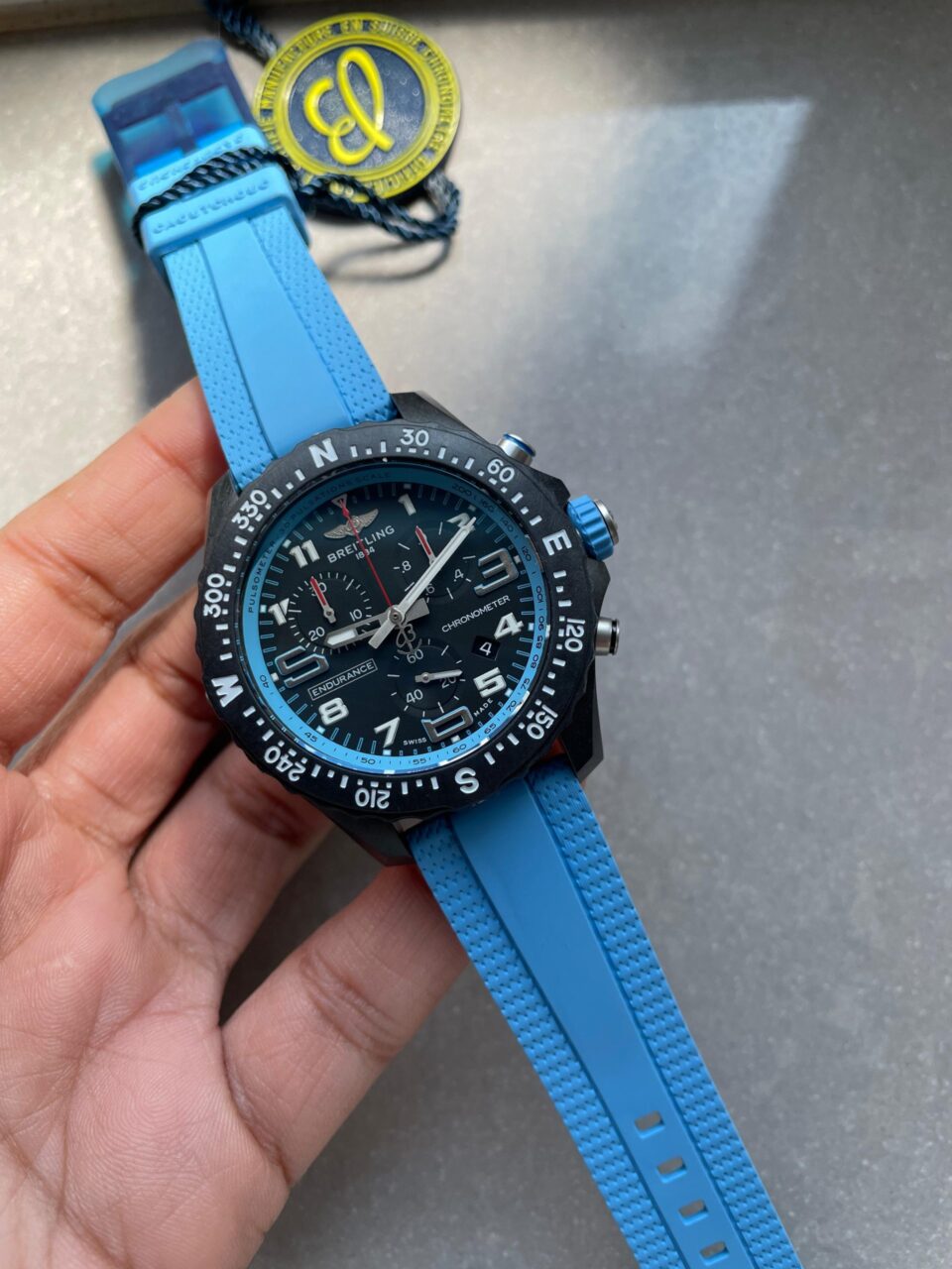 Endurance pro OGF 44mm Black dial Light Blue Rubber Strap quartz movement