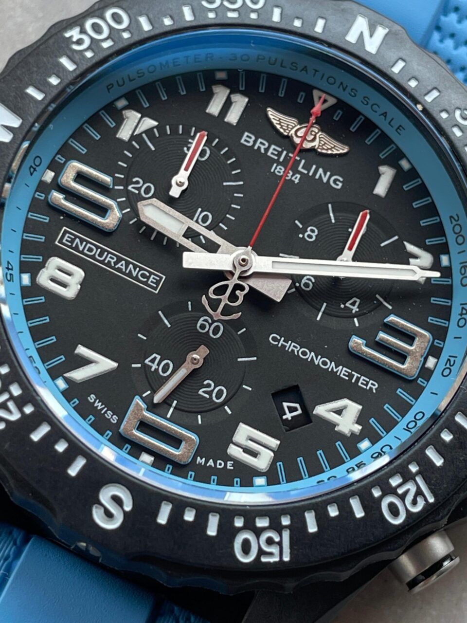 Endurance pro OGF 44mm Black dial Light Blue Rubber Strap quartz movement - Image 10
