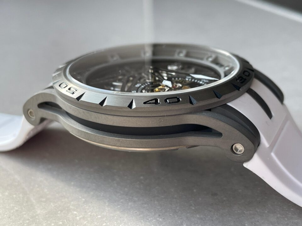 Excalibur Titanium Bezel BBR Best Edition Titanium Skeleton Dial on white rubber Strap A2136 Tourbillon V4 - Image 12
