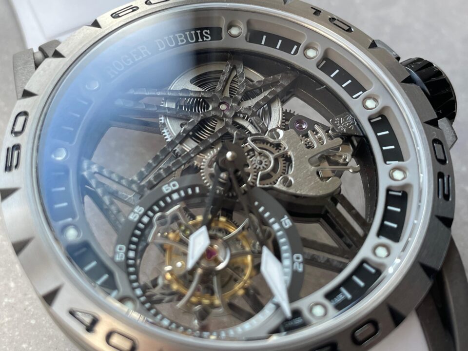 Excalibur Titanium Bezel BBR Best Edition Titanium Skeleton Dial on white rubber Strap A2136 Tourbillon V4 - Image 10