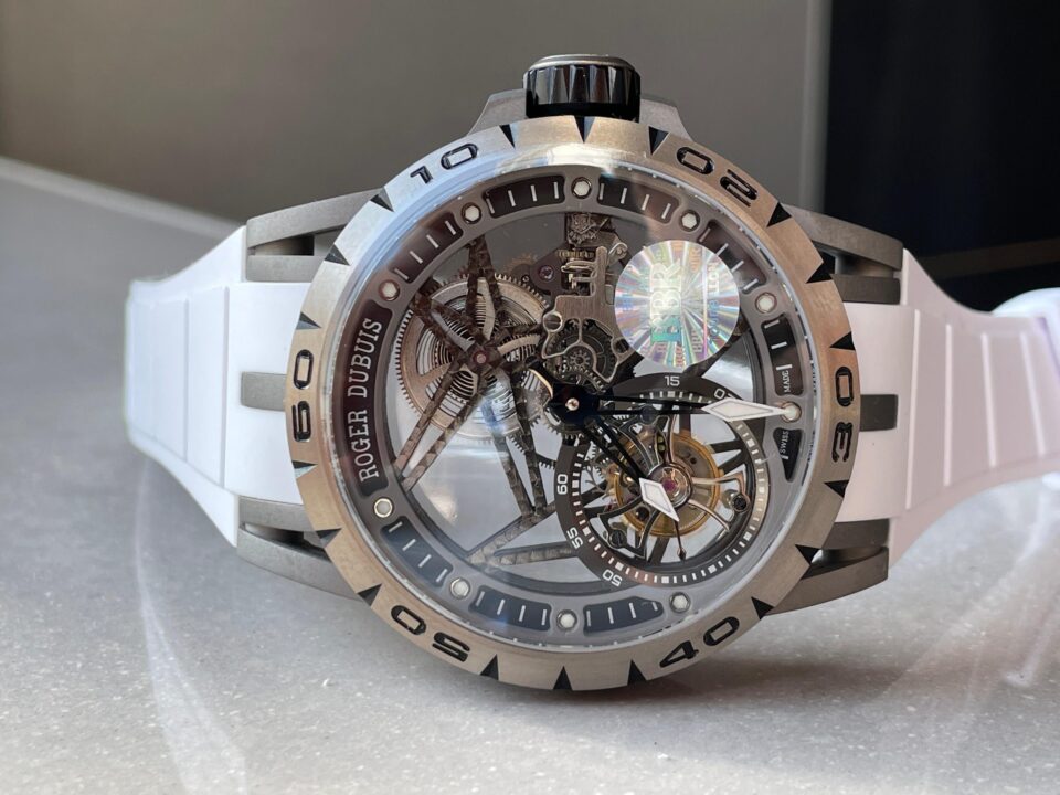 Excalibur Titanium Bezel BBR Best Edition Titanium Skeleton Dial on white rubber Strap A2136 Tourbillon V4 - Image 6